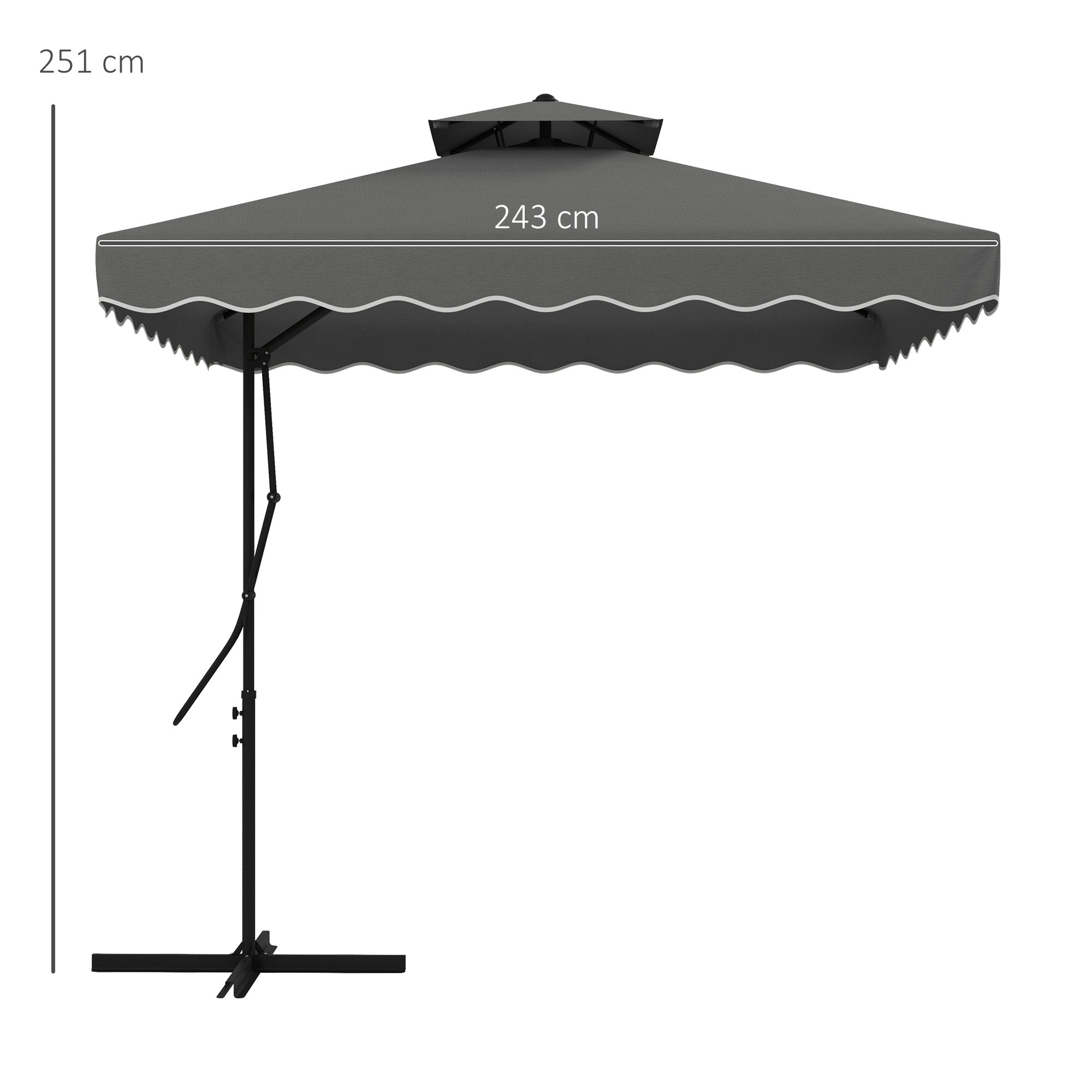 Parasol 243x243cm Balcony Cantilever UV Protection Dark Grey