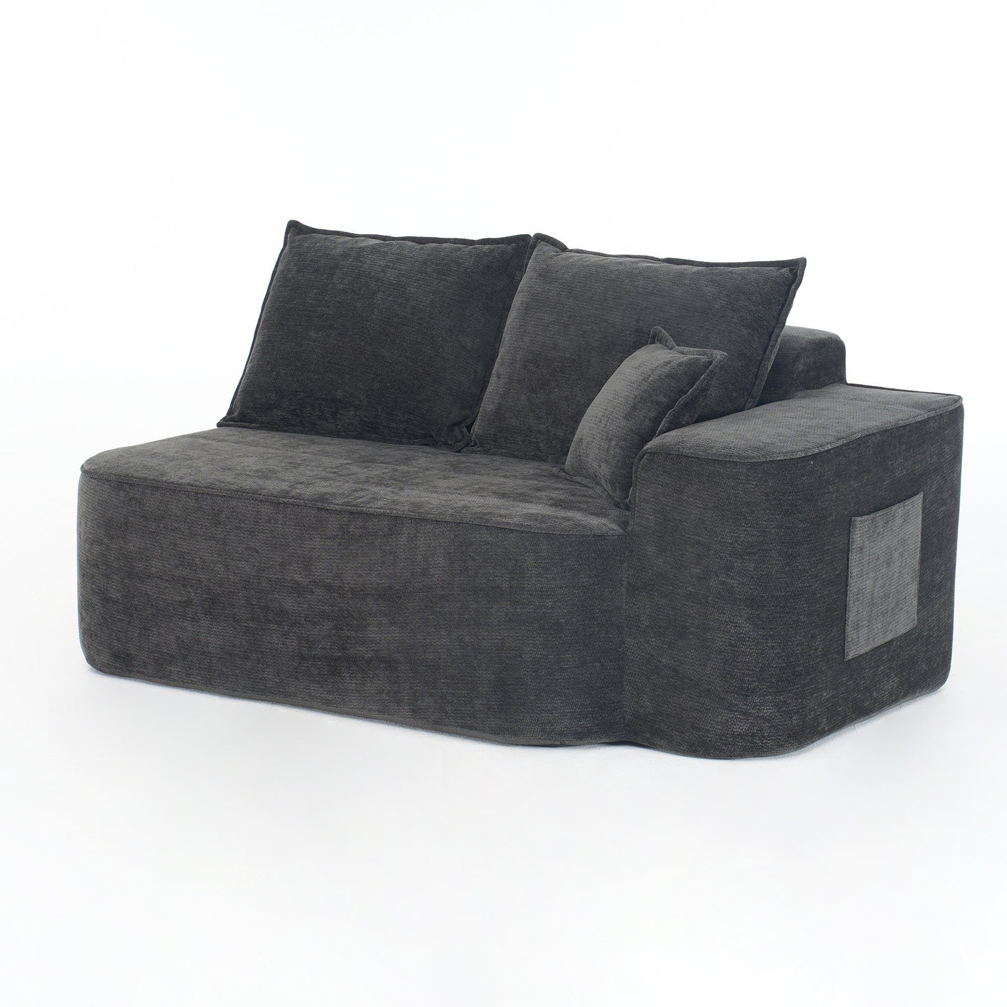 2-Seater Sofa with Side Pockets and No Assembly, Black