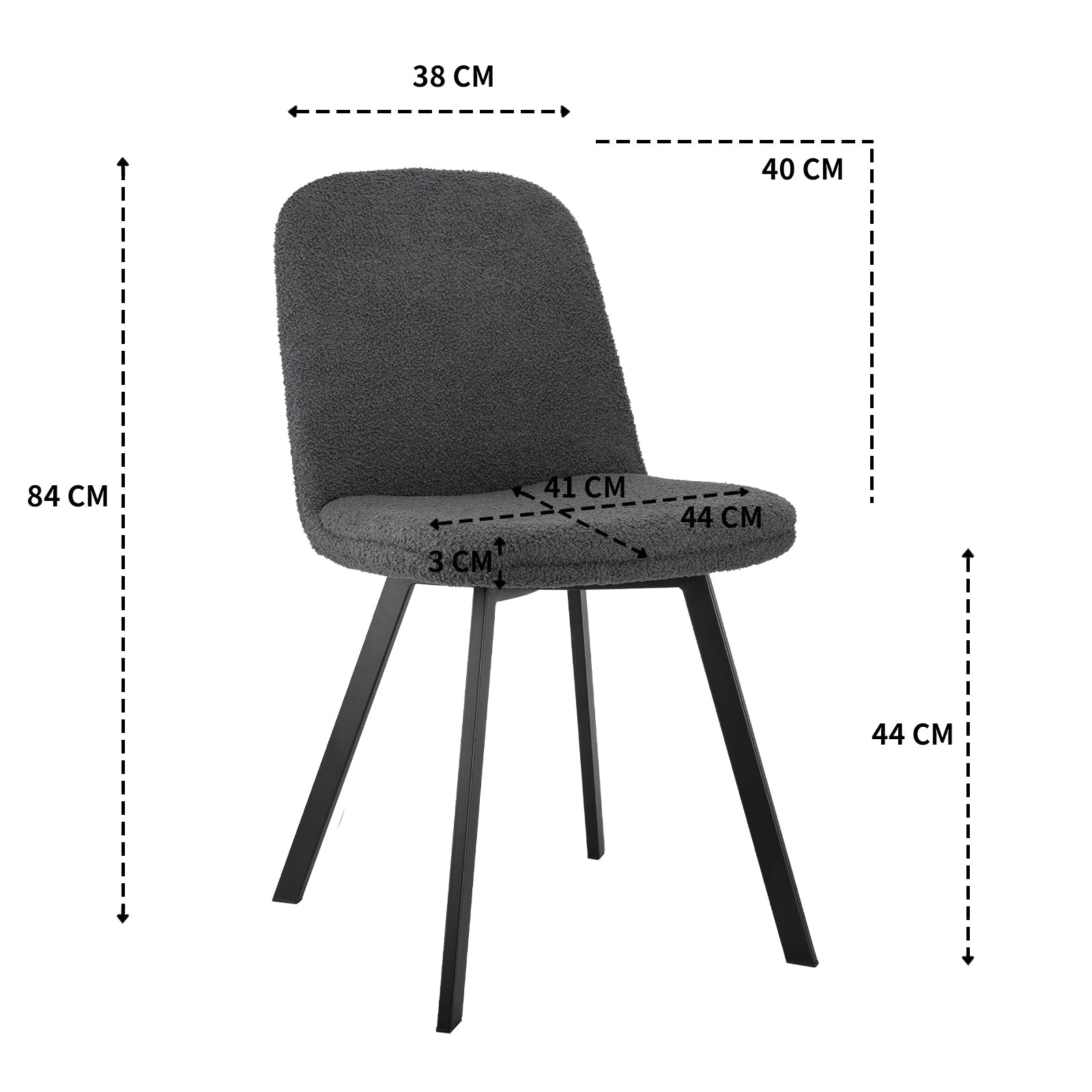 Dining Chair Set of 2, Soft Padding, All-Season Comfort, Stable Metal Frame, Teddy Fleece