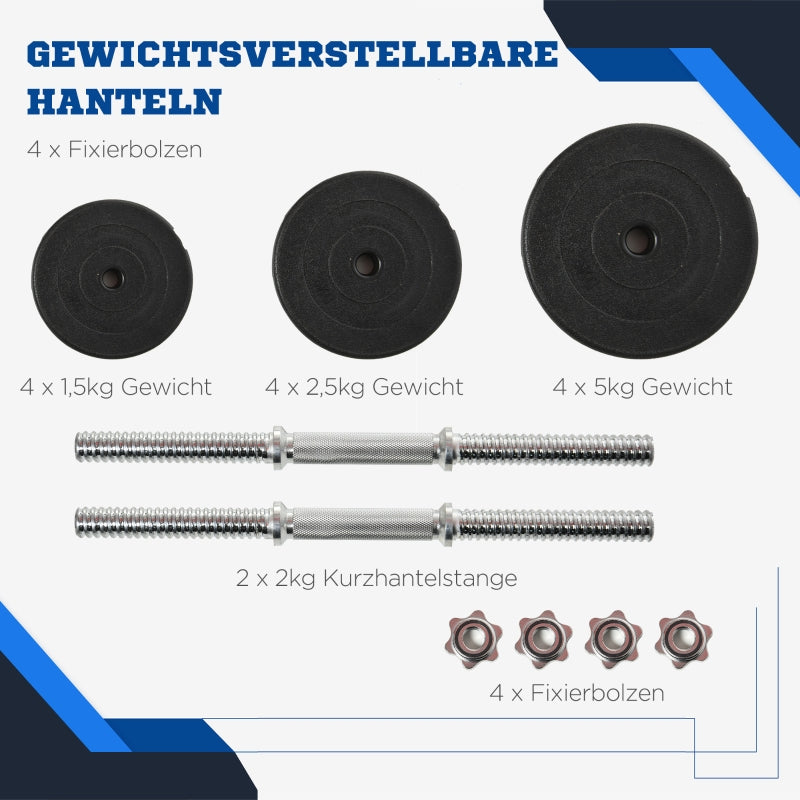 Dumbbell Set 40 kg, 12 Weight Plates, Black