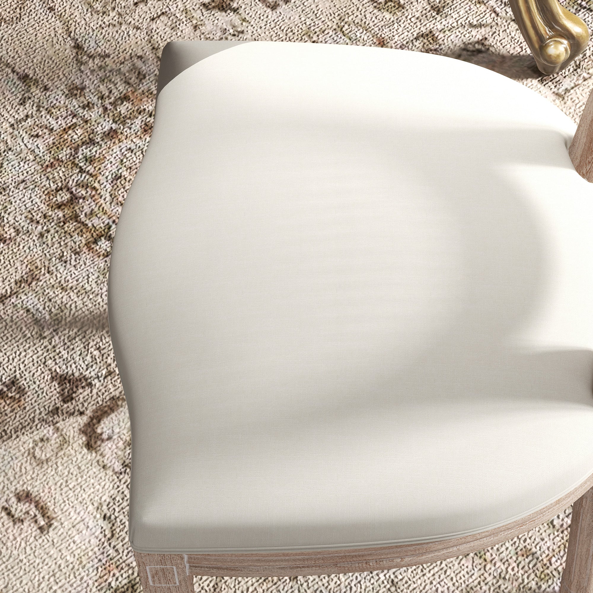 Dining Chairs, Set of 2 Kitchen Backrest Wooden Legs, Linen Rattan Look Cream White