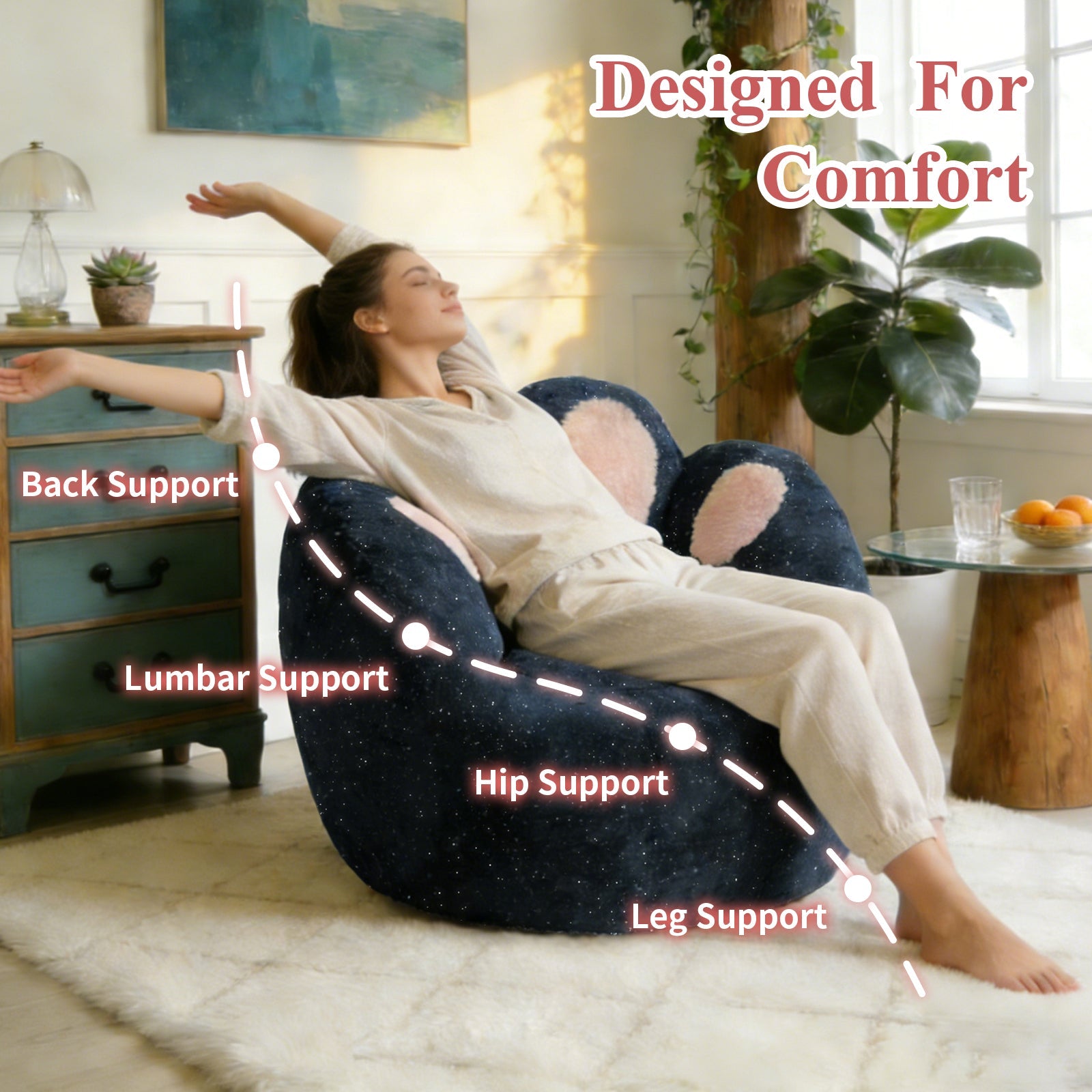 Sculptural Lounge Chair with Paw-Inspired Curved Contour Design, Lazy Sofa Chair