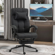 Office Desk Chair, Reclining Backrest Footrest Headrest Swivel Wheels, Black