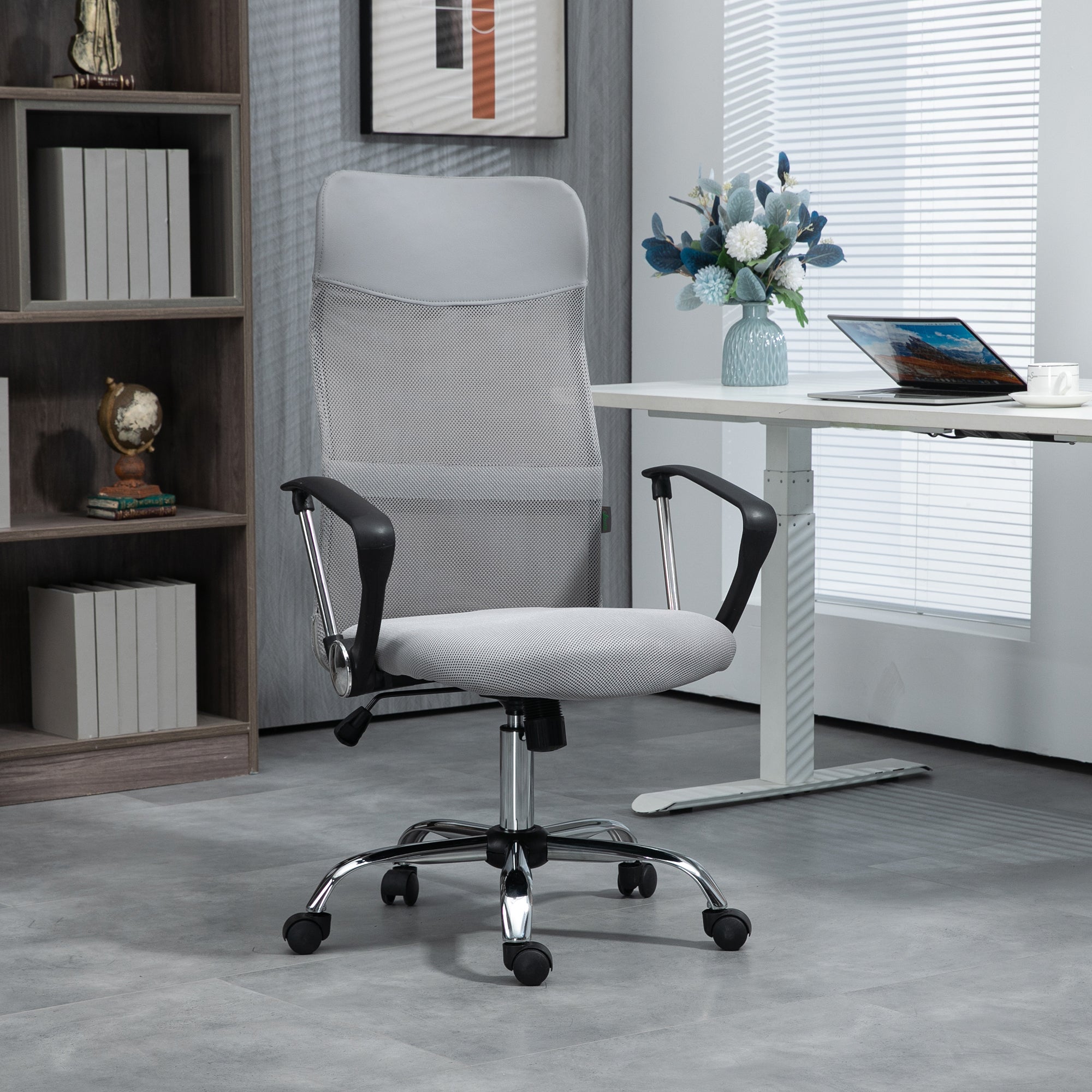 Ergonomic Office Chair Adjustable Height Tilt Mesh Light Grey