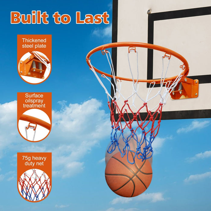 Basketball Rim Replacement, Double Spring Solid, In-Ground & Wall-Mounted Steel, Orange