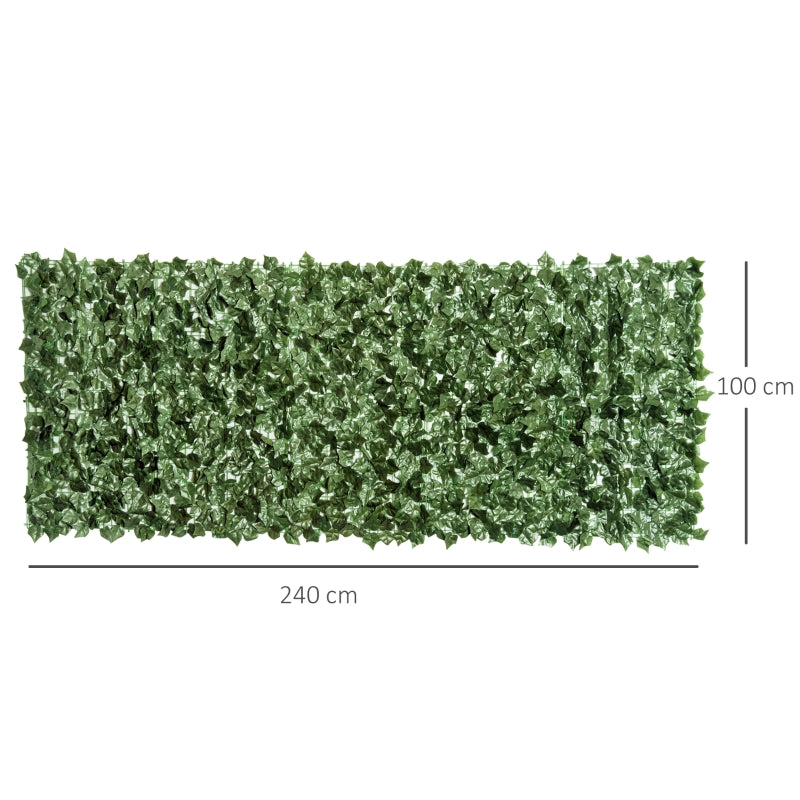 2-Piece Artificial Leaf Hedge Screen Privacy Fence Panel, 2.4M x 1M, Dark Green