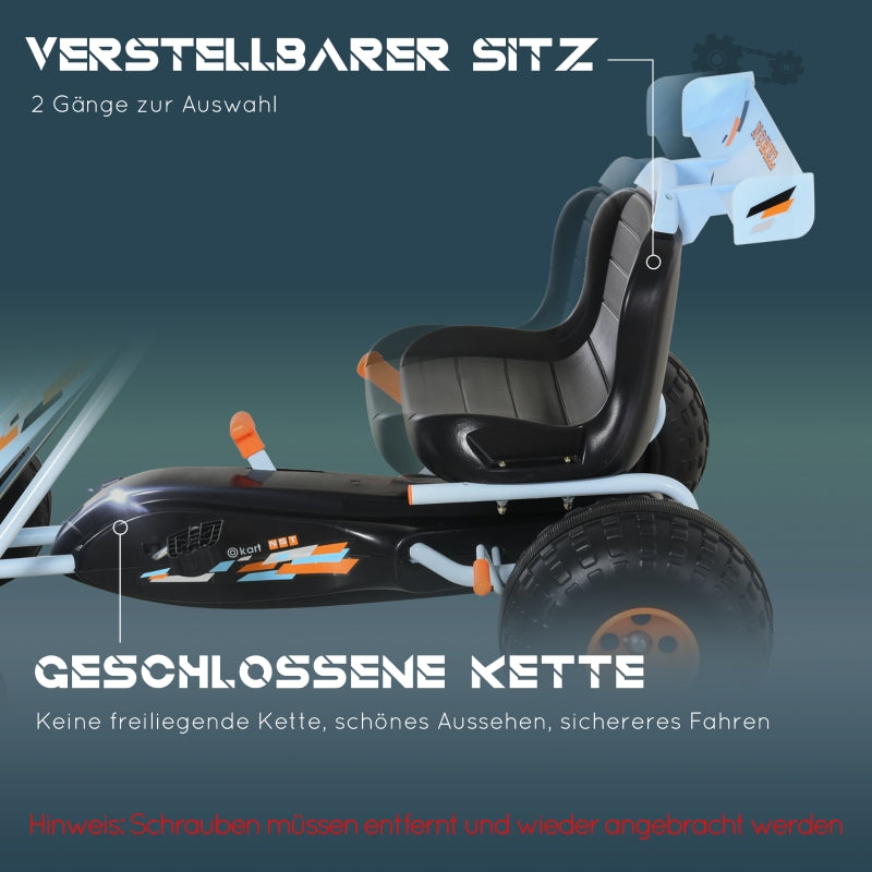 Pedal Go-Kart, adjustable seat, 97x66x59cm, steel, light blue
