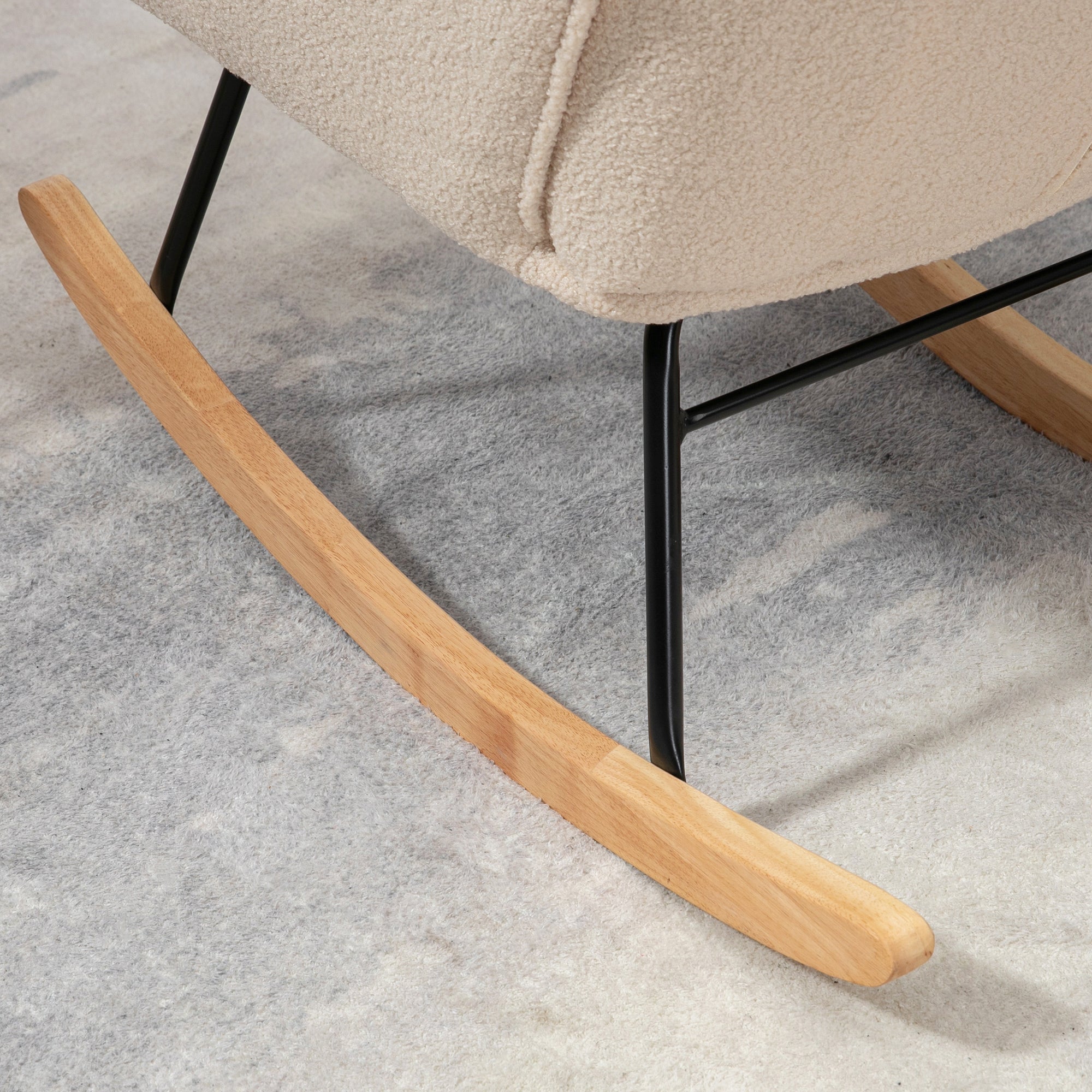 Rocking chair accent relaxation chair with berber fleece beige