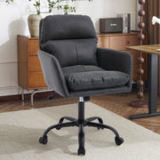 Office Chair with Height Adjustable Black Base, Black PU Faux Leather