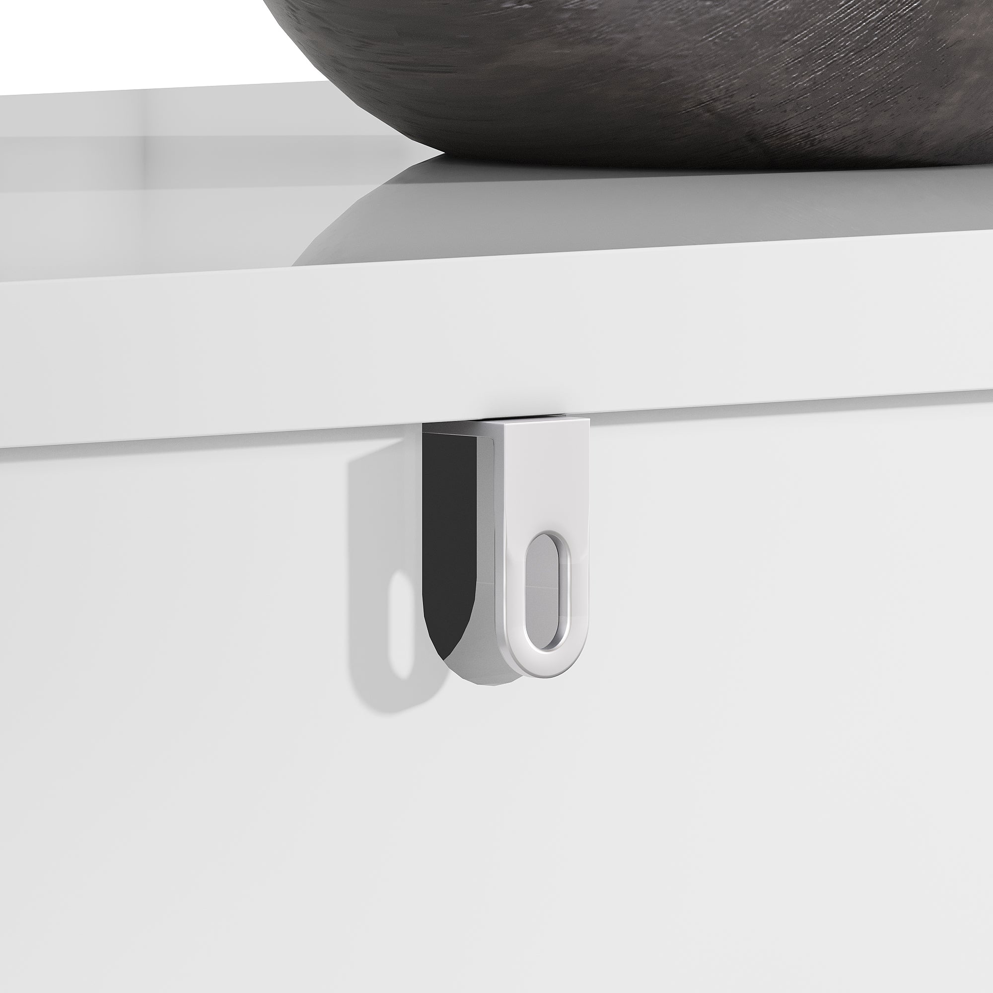 Sideboard with Geometric Design and Gold Handles, 152 x 40 x 75 cm, White