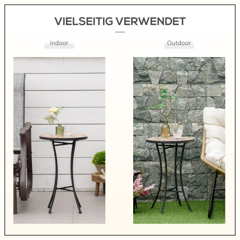 Side Table/Flower Stool Round Ø35.5cm Weatherproof, Yellow and Grey