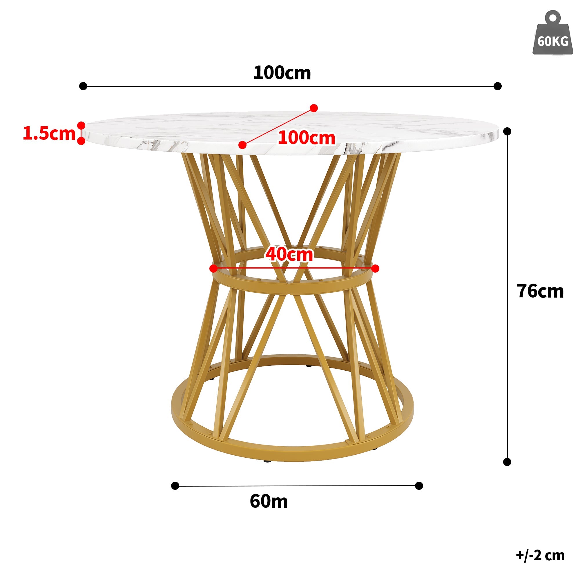 5-Piece Dining Set, Modern Round 100cm Table with 4 Chairs, MDF Marble Top/Grey Velvet