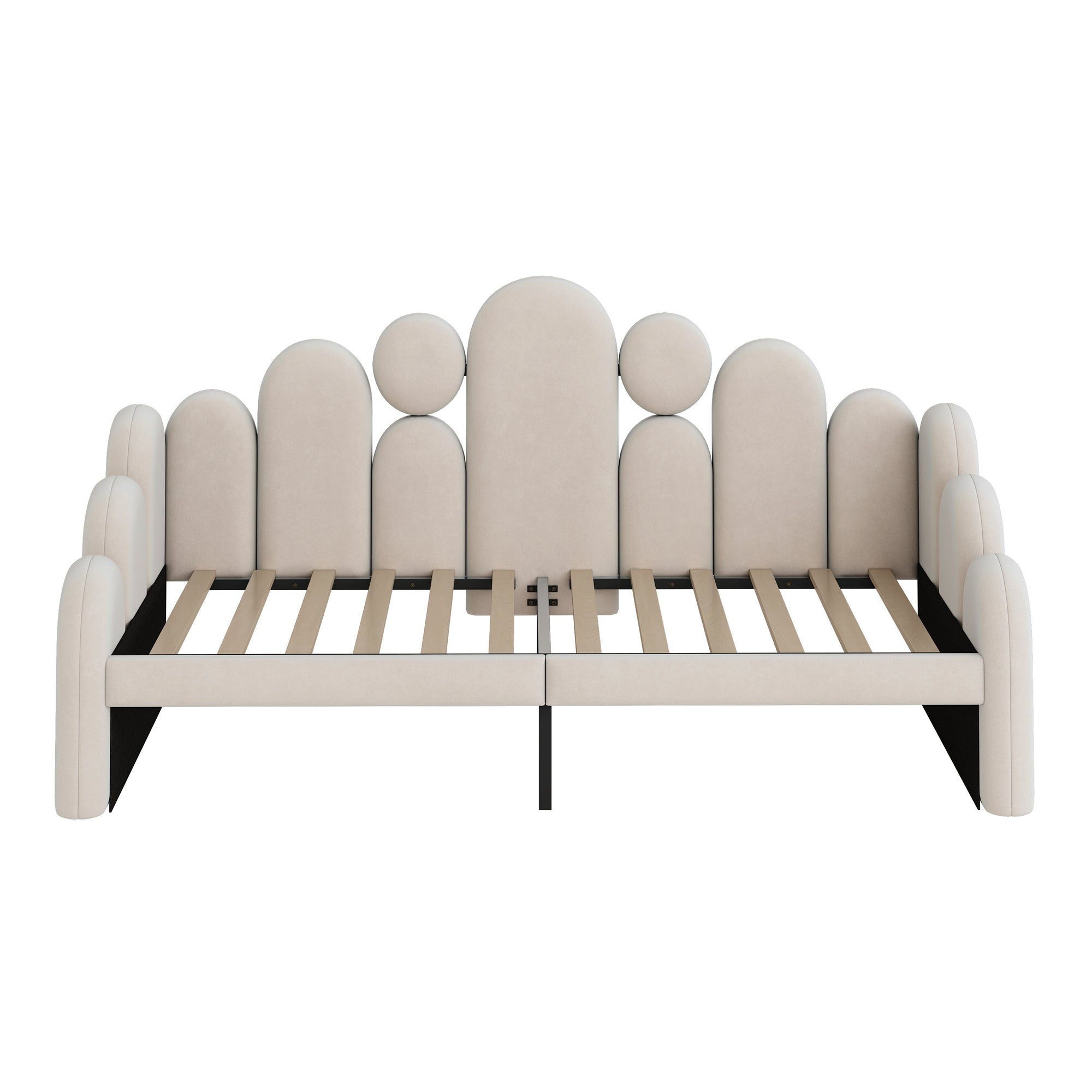 Upholstered Sofa Bed with Pet Bed, 2-in-1 Multifunctional, 180x200cm, Beige Velvet