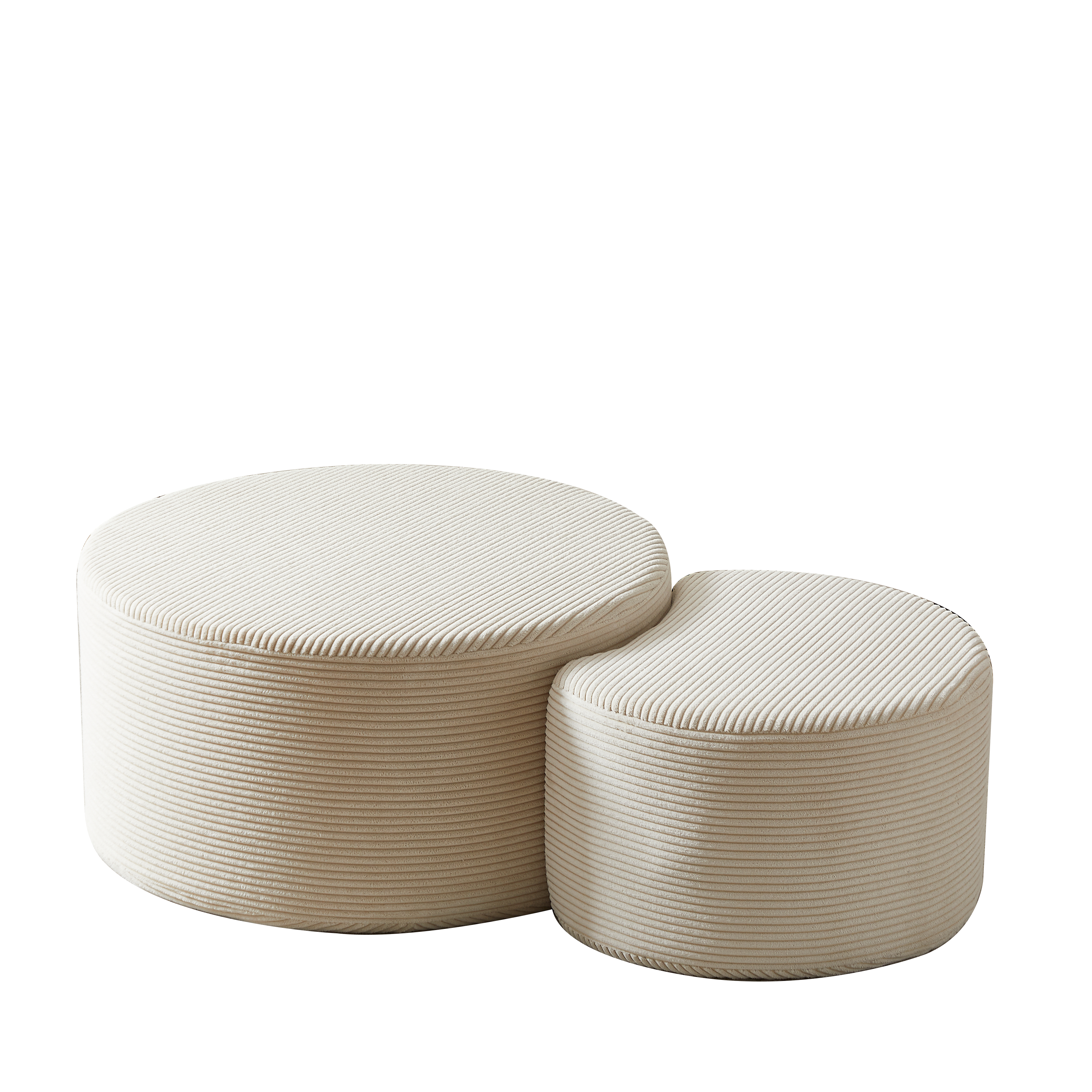 Coffee Table Set, 2-Piece Upholstered Round for Living Room, Foam