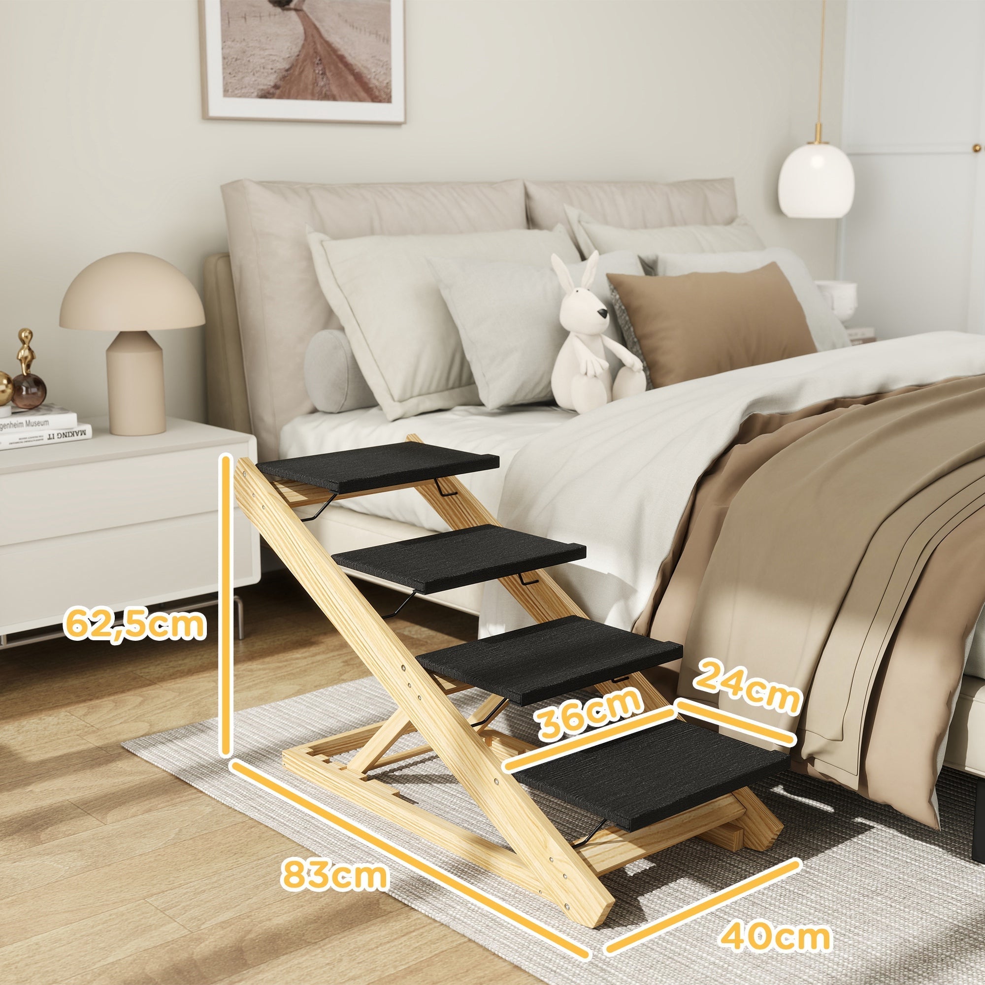Dog Stairs & Ramp 2-in-1 Foldable 4-Step Height Adjustable Non-Slip