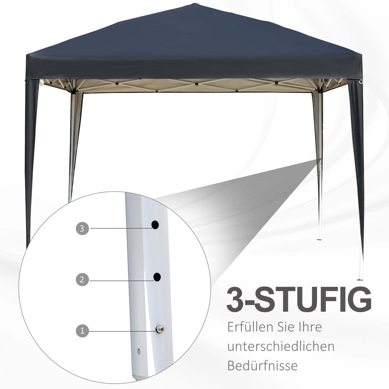 Pavilion 3x3m Pop-up Folding, Water-Repellent UV Protection, Black