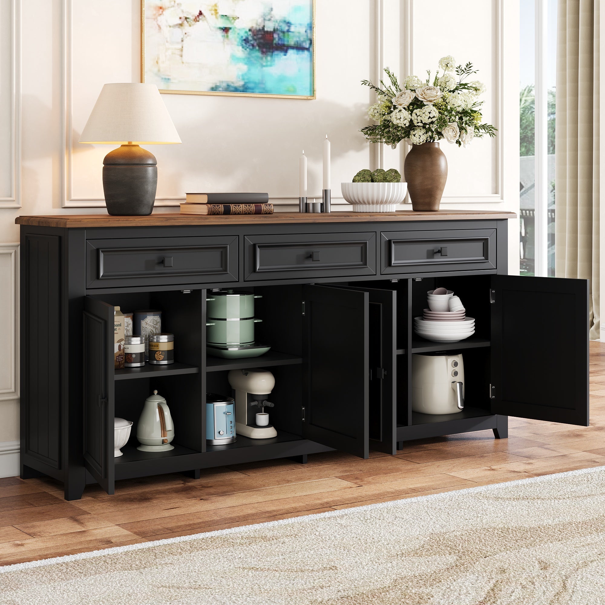 Sideboard Cabinet, Buffet Storage Set, 160L x 35W x 76H (cm), Modern Simple