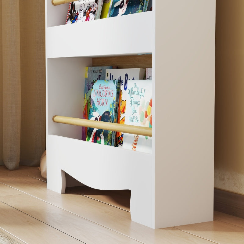 AIYAPLAY Children's Bookcase with 3 Shelves Storage Shelf for Toys Books 55x15x110cm White