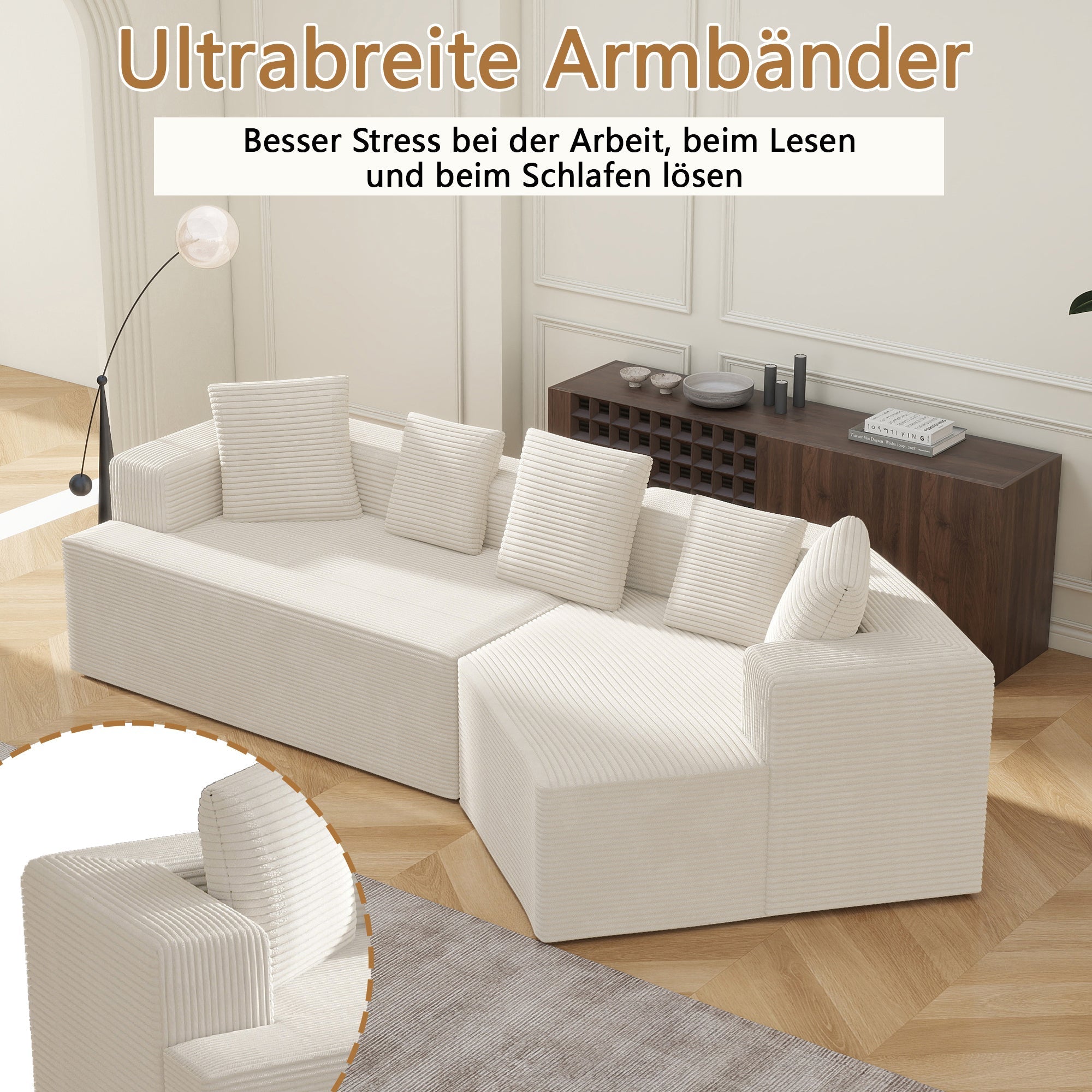 Modular Sofa 312cm Boneless Cloud Design - Comfort Fabric