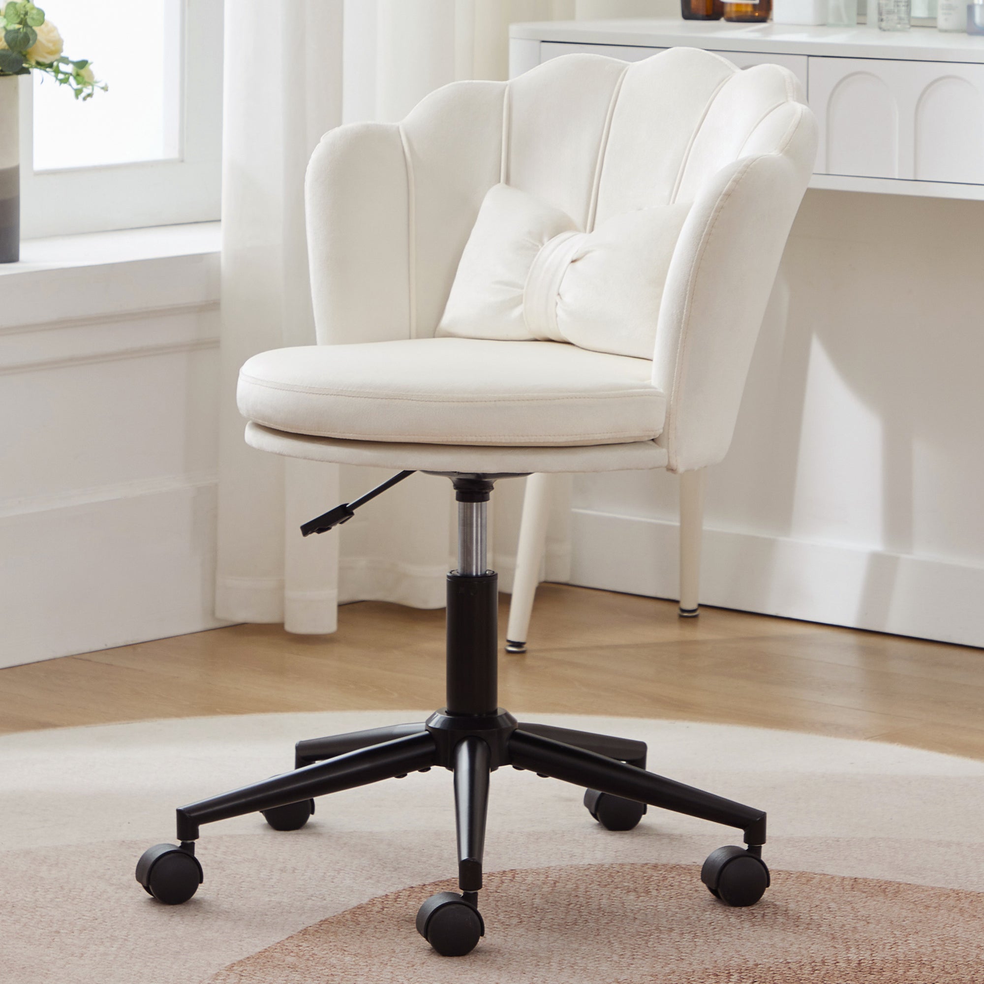 Dressing Office Chair, Petal Back Butterfly Lumbar Height Adjustable, Soft Cushion