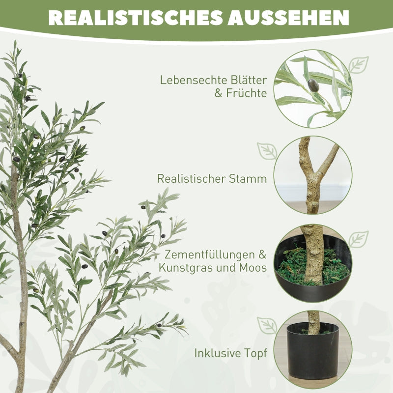 Artificial Olive Tree, Large 180 cm, in Pot, Green