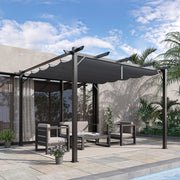 Pergola Pavilion Patio Cover with Sliding Roof, Garden, Aluminum, Charcoal Gray and Dark Gray, 3x3x2.23m