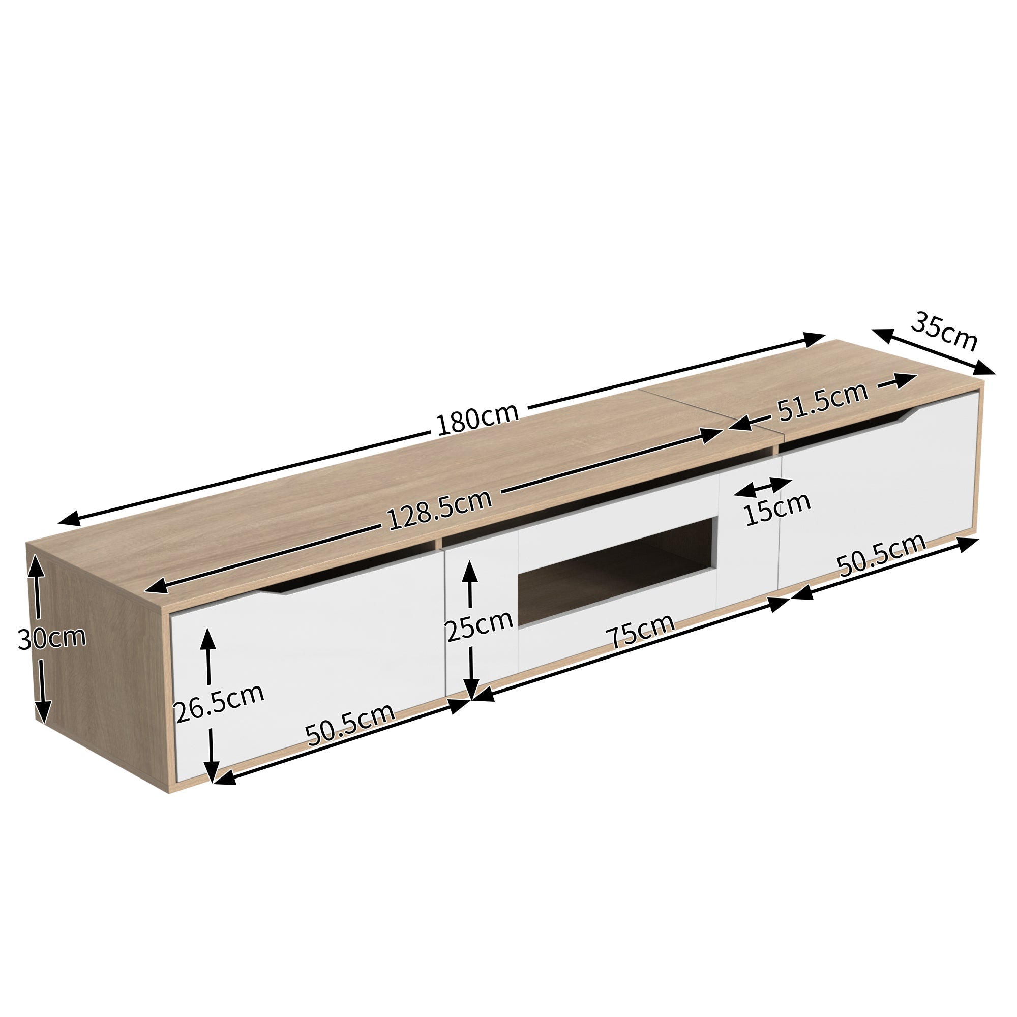 TV Cabinet, High Gloss with Color Changing LED Light, White and Wood Color