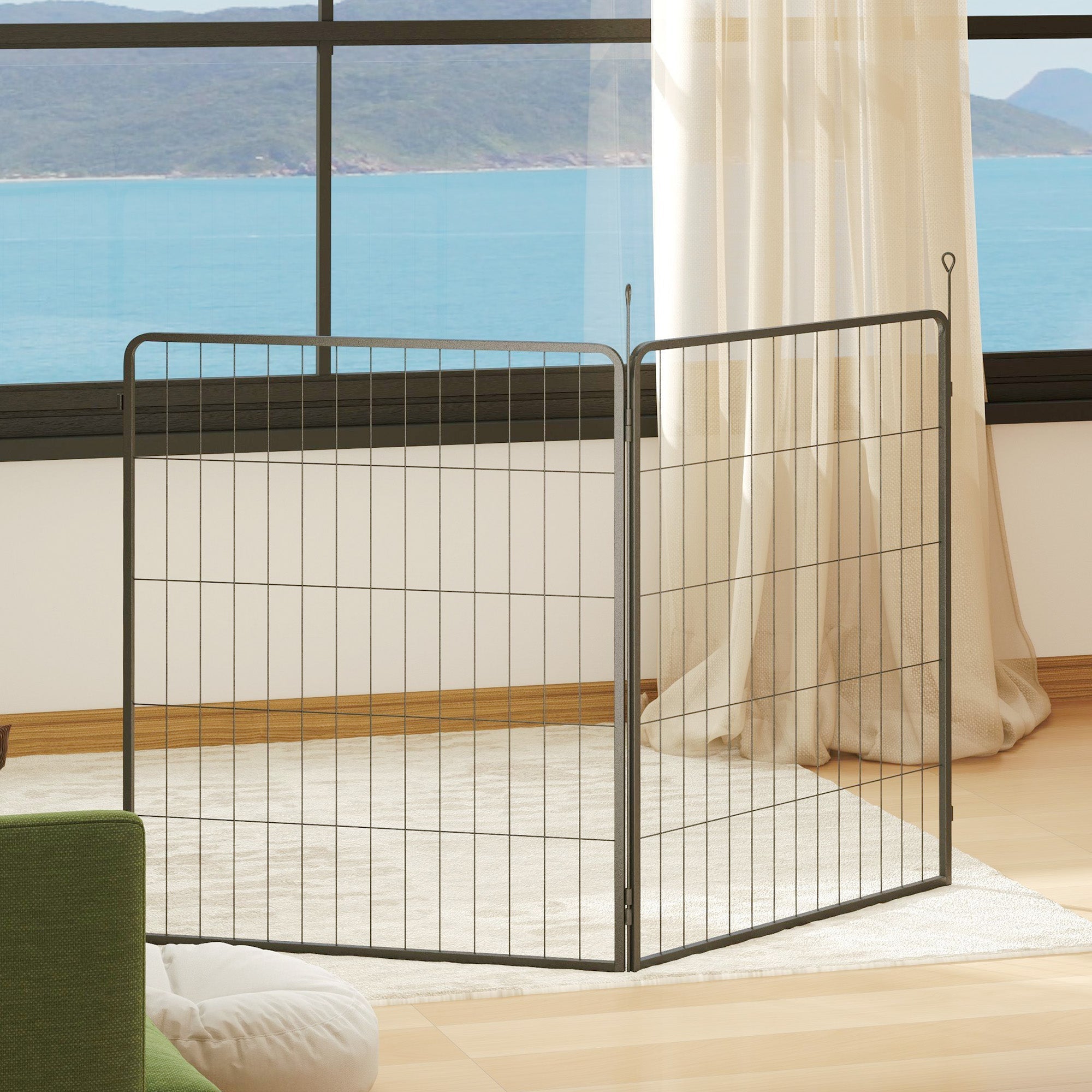 Extension Dog Fence Panels, 80 x 100 cm Steel Puppy Fence, Black