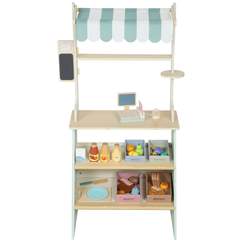 Children's Play Shop, Supermarket with Cash Register, Scanner, 34 Accessories, Green