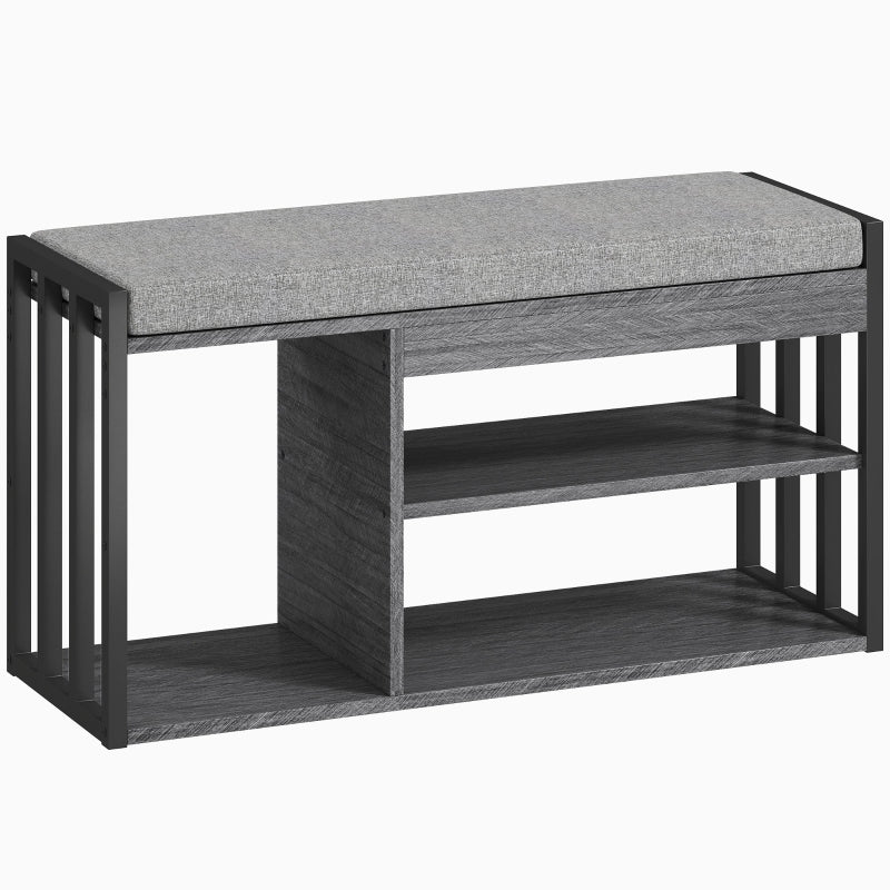 Shoe Rack Bench, 3-Tier Design, Gray