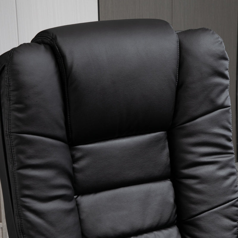 Recliner Chair with Footstool, 130kg Capacity, 135° Reclining Swivel, PU Leather, Black
