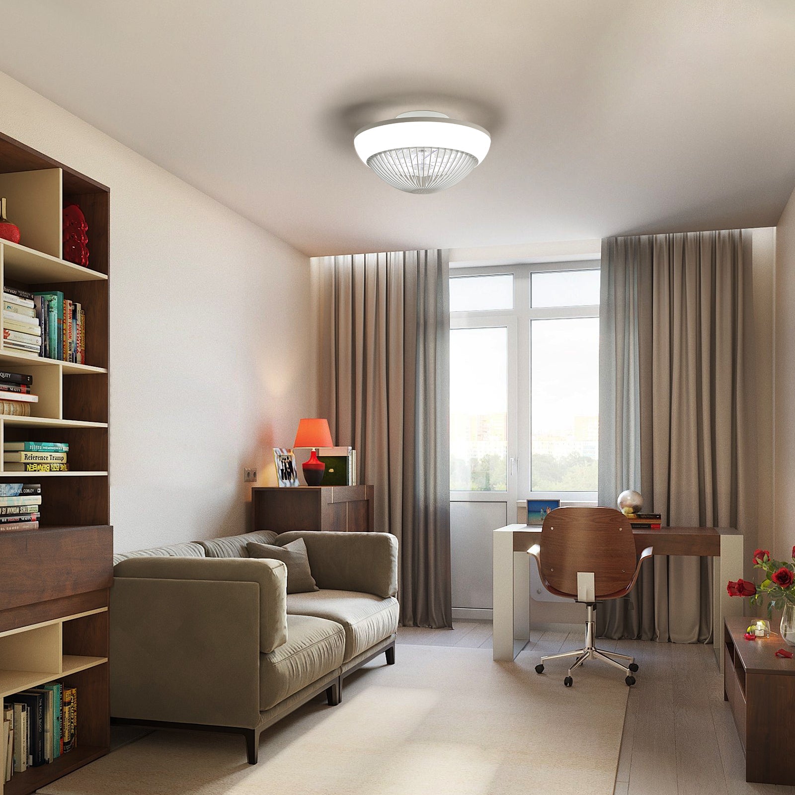 15" Ceiling Fan RGB LED Light App Control Silent Dimmable with Timer - Transparent ABS Blades