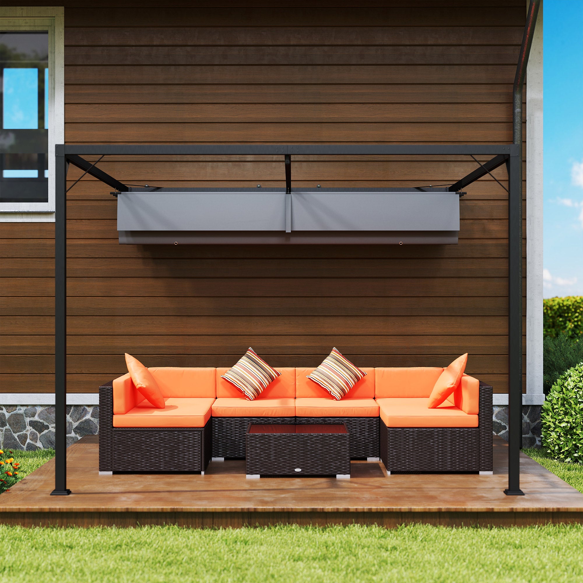 3 x 3 m Pergola with Sliding Canopy, Grey