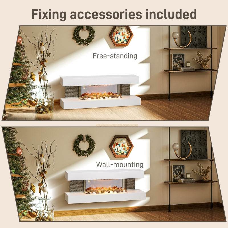 Electric Fireplace 47inch/120cm Wall Mounted Freestanding 2000W Remote Control, White