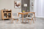 HOMEFUN Folding Chairs Padded Wooden 2 Pack - Gray