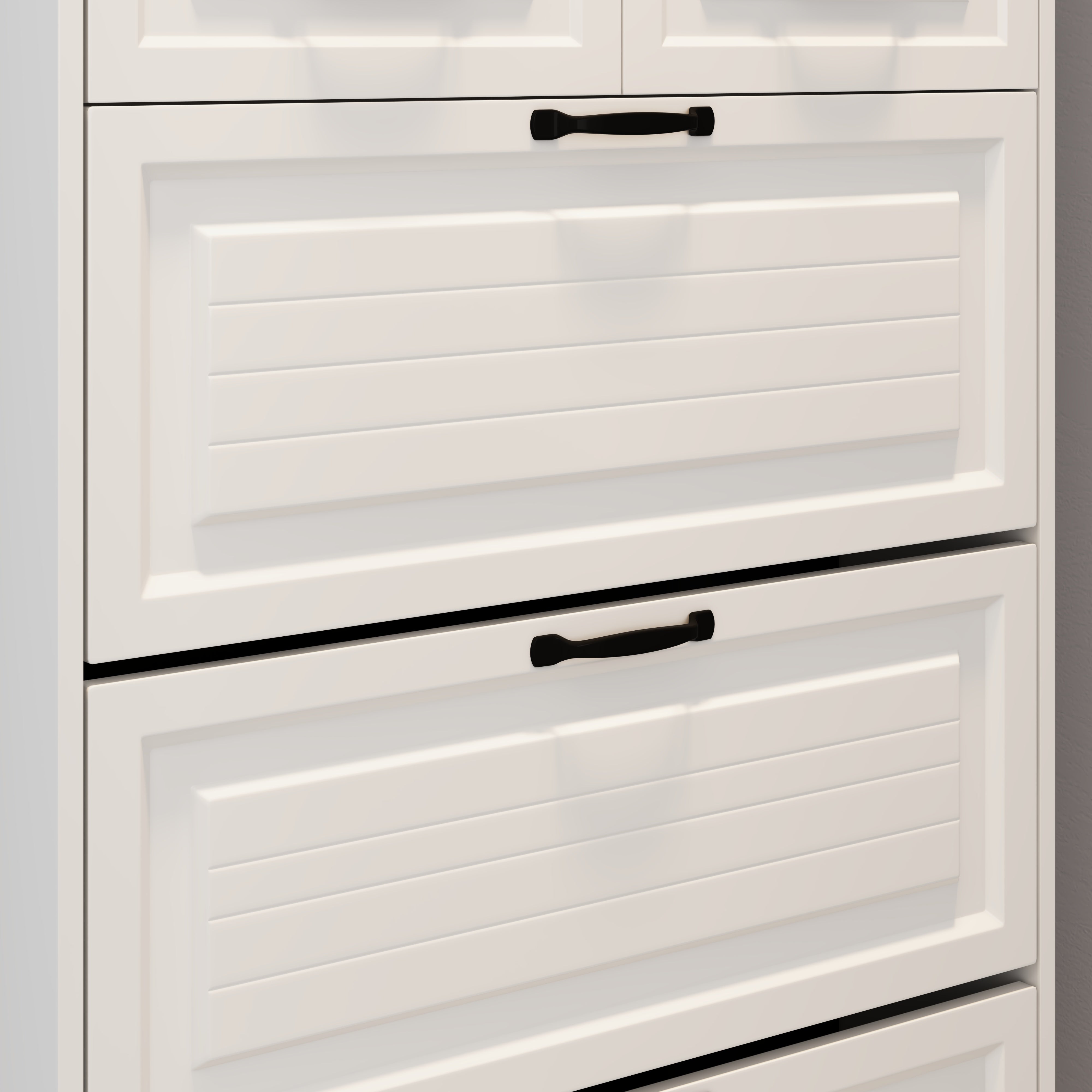 Shoe Cabinet with Hanger, 3 Doors & 2 Drawers - White