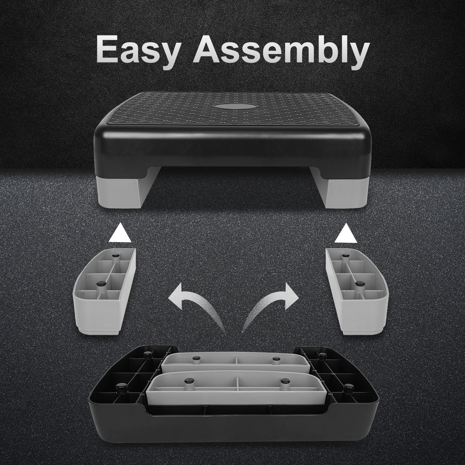 Fitness Step Platform Aerobic Stepper, 45.72cm Height Adjustable 10.16-15.24cm, Grey