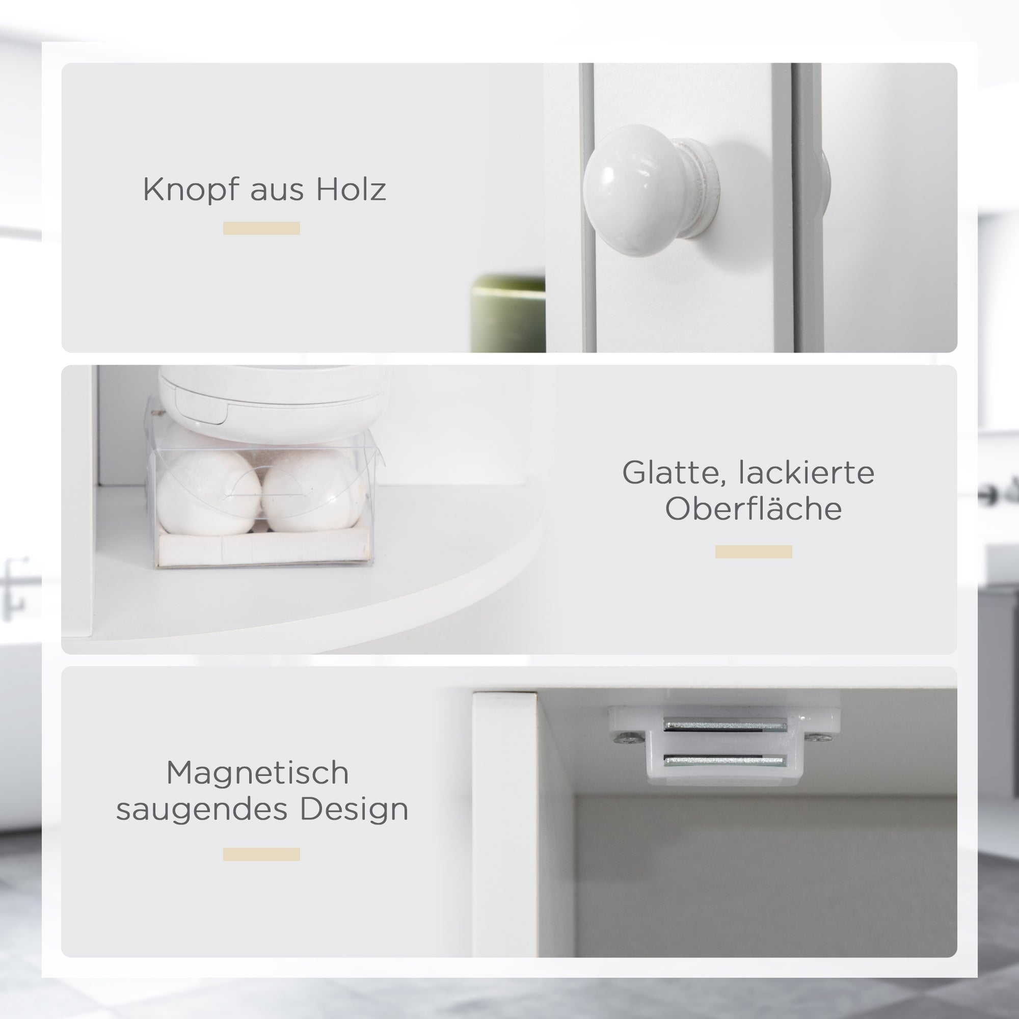 Mirror Cabinet, Wall Mounted with 8 Compartments, White