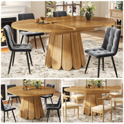 Extendable Round Dining Table, 118–158 cm, Seats 6, Wooden