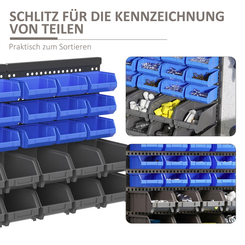 Storage Rack, Workshop Storage 30 Stackable Boxes 63x18x37.5cm, Blue