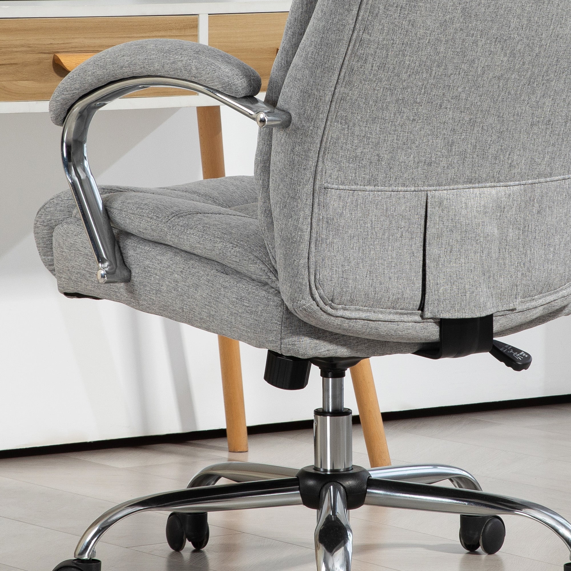 Vinsetto Office Chair, Rocking Ergonomic Adjustable Swivel, Light Grey Nylon