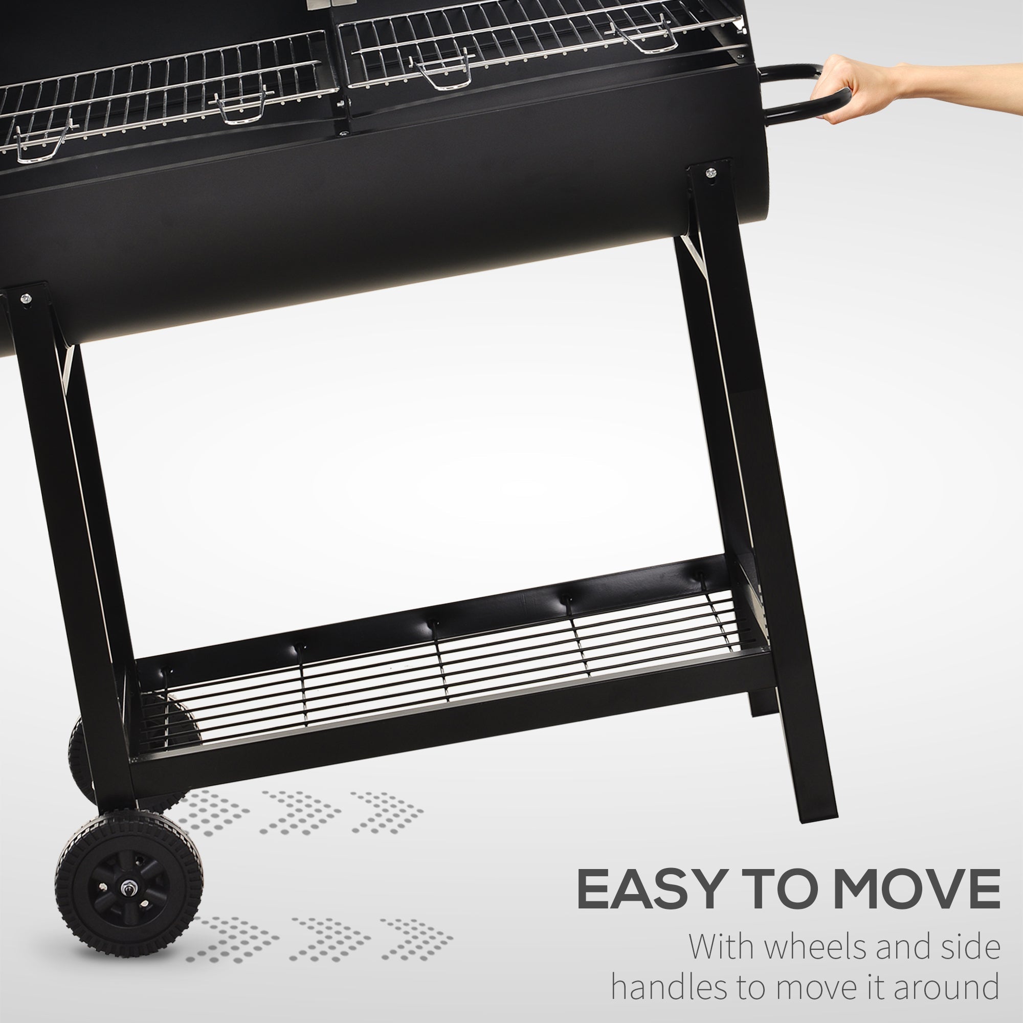 Steel Charcoal BBQ 2-Grill with Wheels, Black