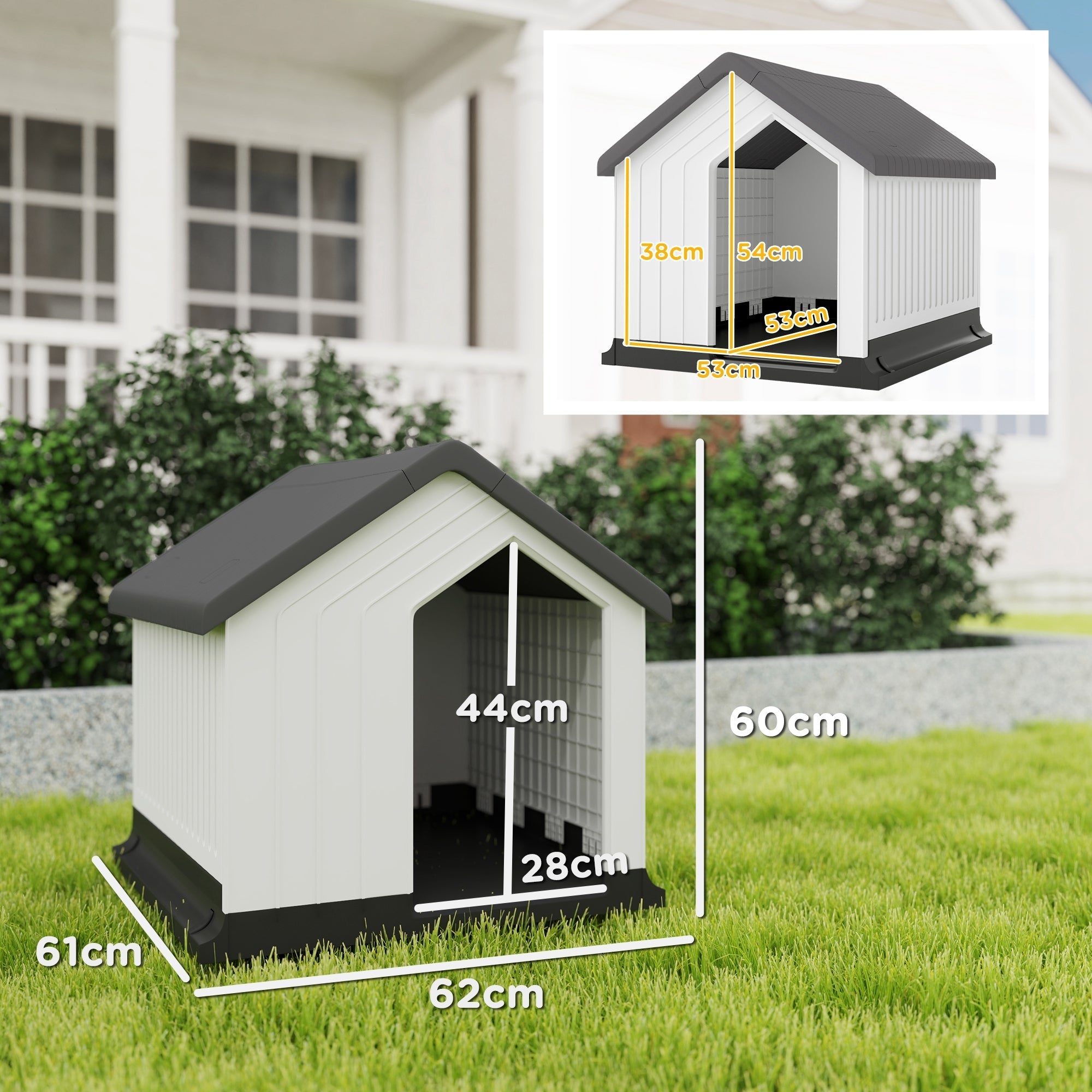 Dog Kennel, Weatherproof Small Animal House, Gray