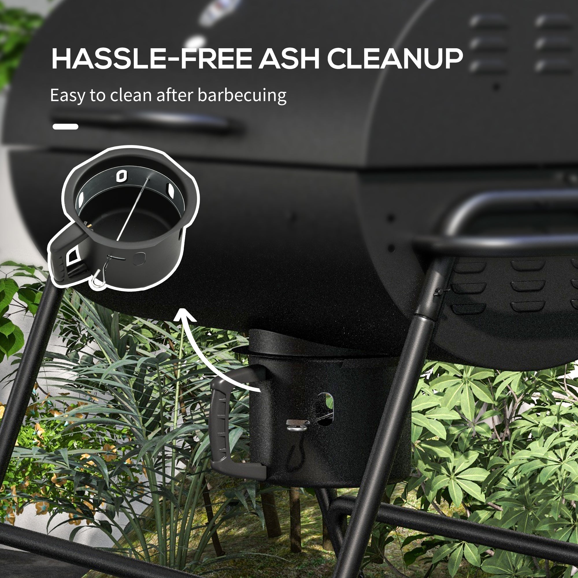Stahl-Holzkohlegrill mit Ascheauffangbehälter und Warmhalterost
