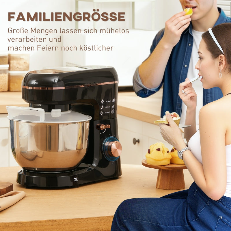 Stand mixer food processor 6 speeds 5.5L stainless steel bowl black