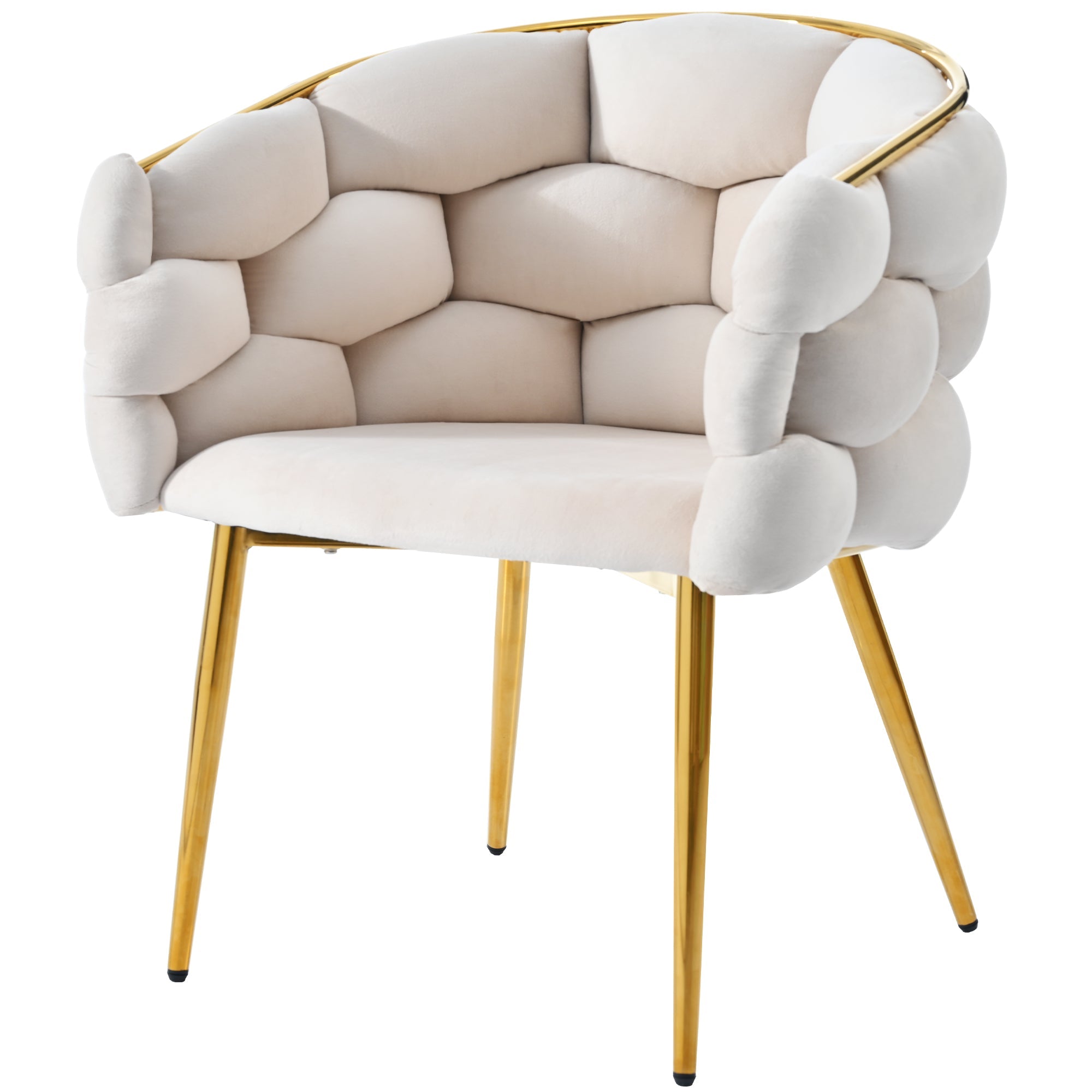 Velvet Chairs Set of 4 Modern Gold Legs - Beige