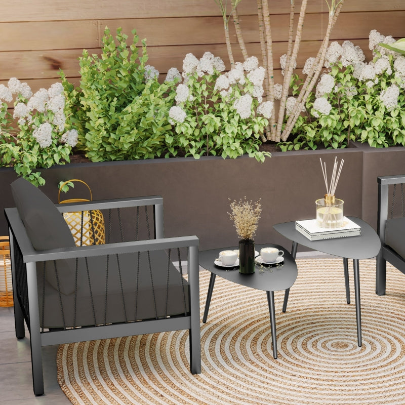 Coffee Table Set of 2, Steel, Black