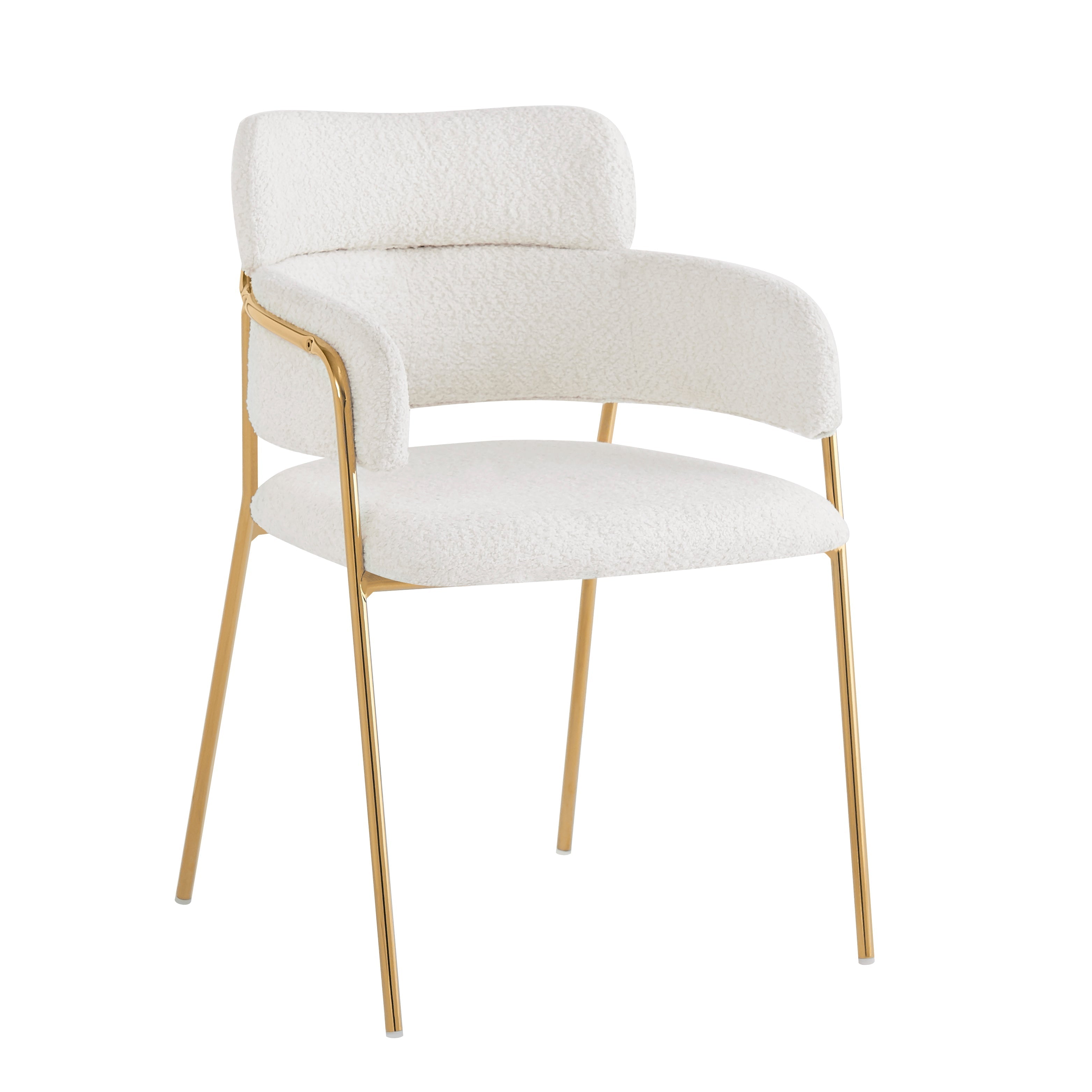 Dining Chair Set of 2 Modern Ergonomic Gold Legs - Beige