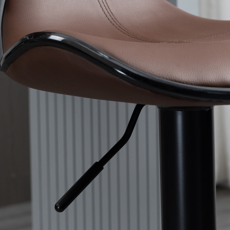 Adjustable Swivel Bar Stools Set of 2 with Footrest and Backrest, Steel Frame, Brown