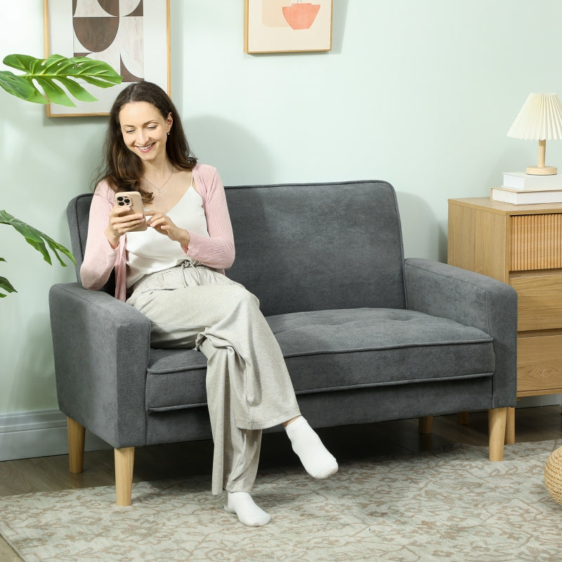 Two-Seater Sofa Velvet-Feel Grey